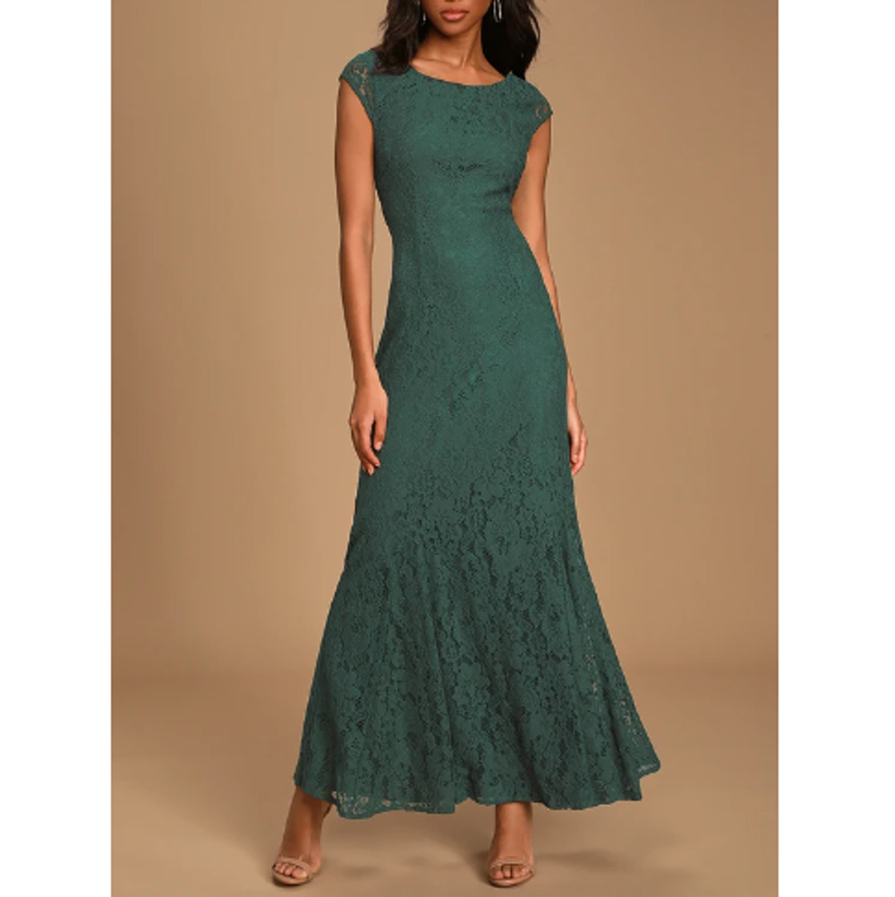 New ~ LULU'S ~ Cascading Dreams Emerald Green Lace Maxi Dress XL  LULU'SFallcore